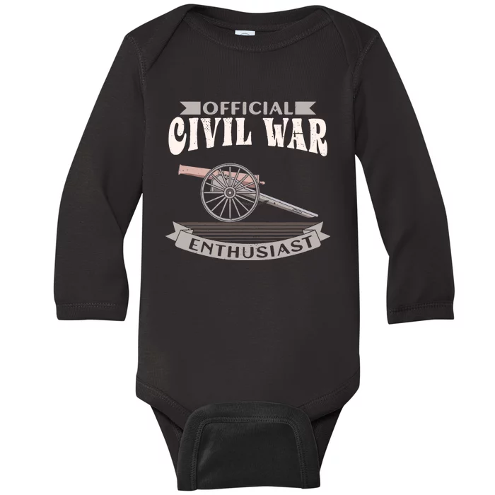 Civil War Enthusiast American Lover US Reenactor Baby Long Sleeve Bodysuit