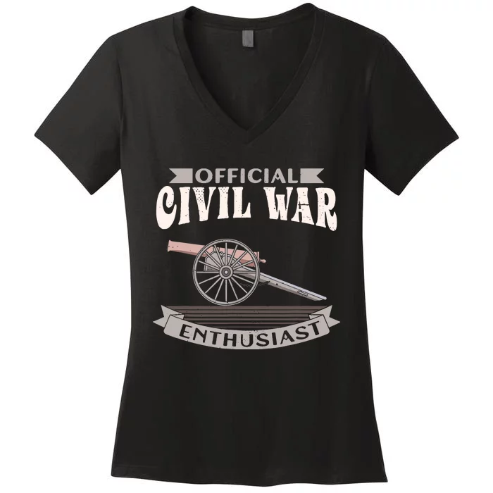 Civil War Enthusiast American Lover US Reenactor Women's V-Neck T-Shirt