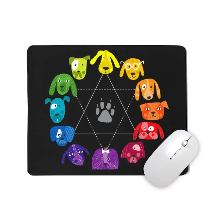 Color Wheel Educational Art Teacher Dog Themed Artist Mousepad