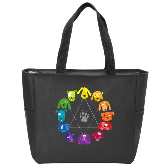 Color Wheel Educational Art Teacher Dog Themed Artist Zip Tote Bag