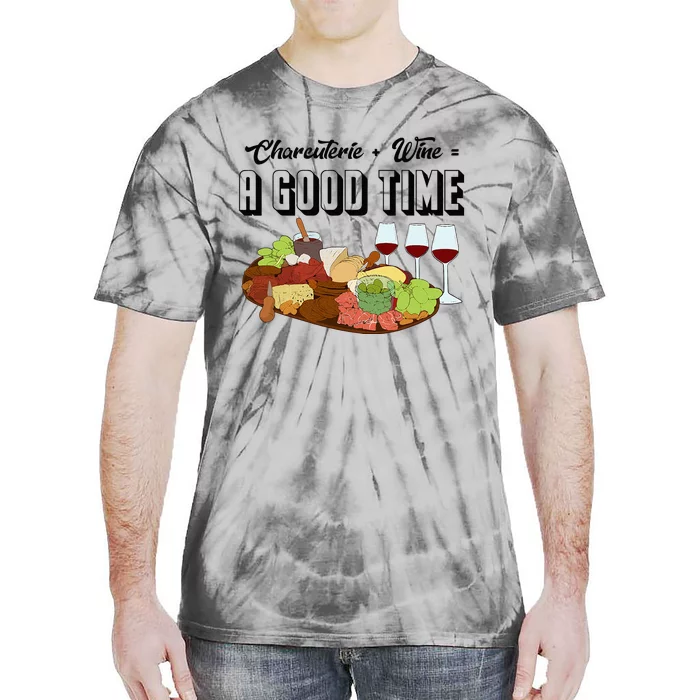 Charcuterie + Wine Equals A Good Time Cute Charcuterie Board Tie-Dye T-Shirt