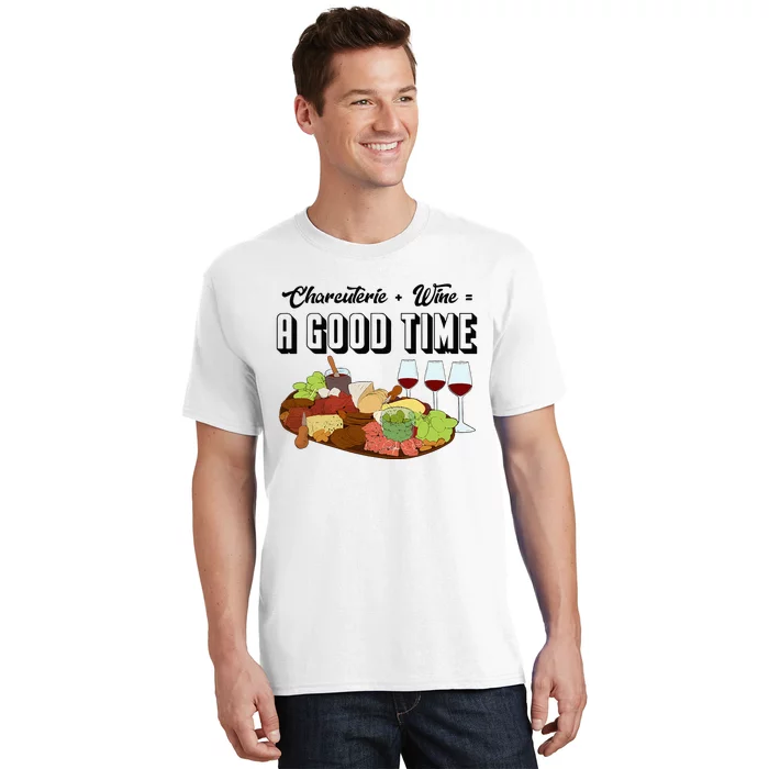 Charcuterie + Wine Equals A Good Time Cute Charcuterie Board T-Shirt