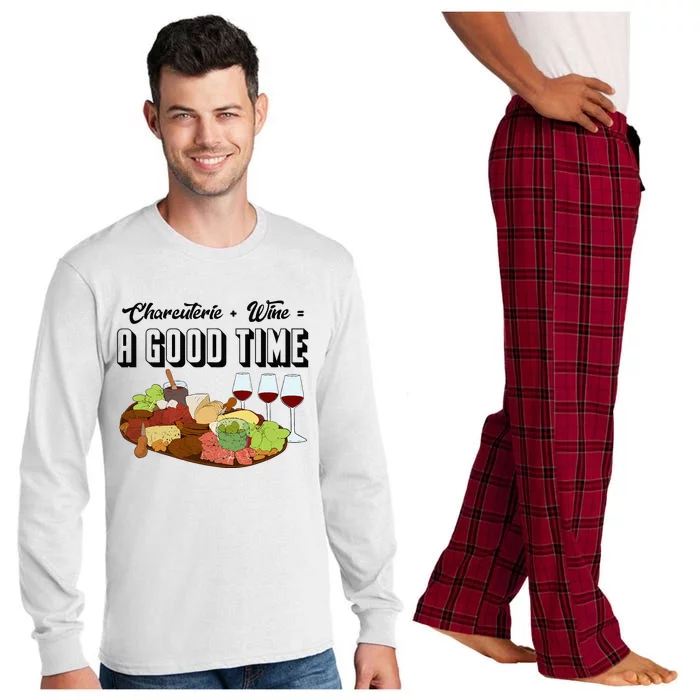 Charcuterie + Wine Equals A Good Time Cute Charcuterie Board Long Sleeve Pajama Set