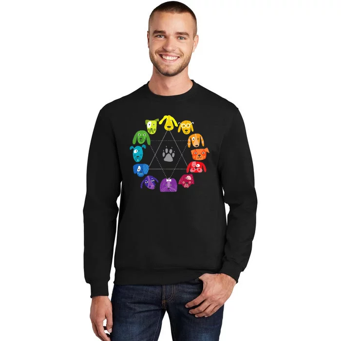 Color Wheel Educational Art Teacher Dog Themed Artist Tall Sweatshirt