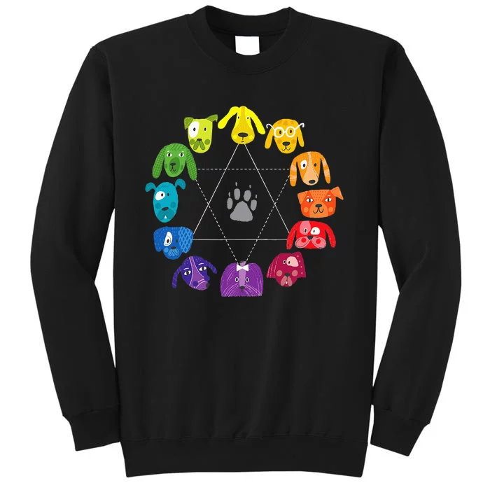 Color Wheel Educational Art Teacher Dog Themed Artist Tall Sweatshirt