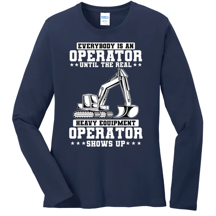 Construction Worker Excavator Heavy Equipment Operator Ladies Long Sleeve Shirt