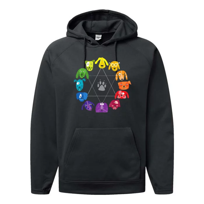 Color Wheel Educational Art Teacher Dog Themed Artist Performance Fleece Hoodie