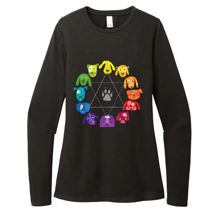 Color Wheel Educational Art Teacher Dog Themed Artist Womens CVC Long Sleeve Shirt