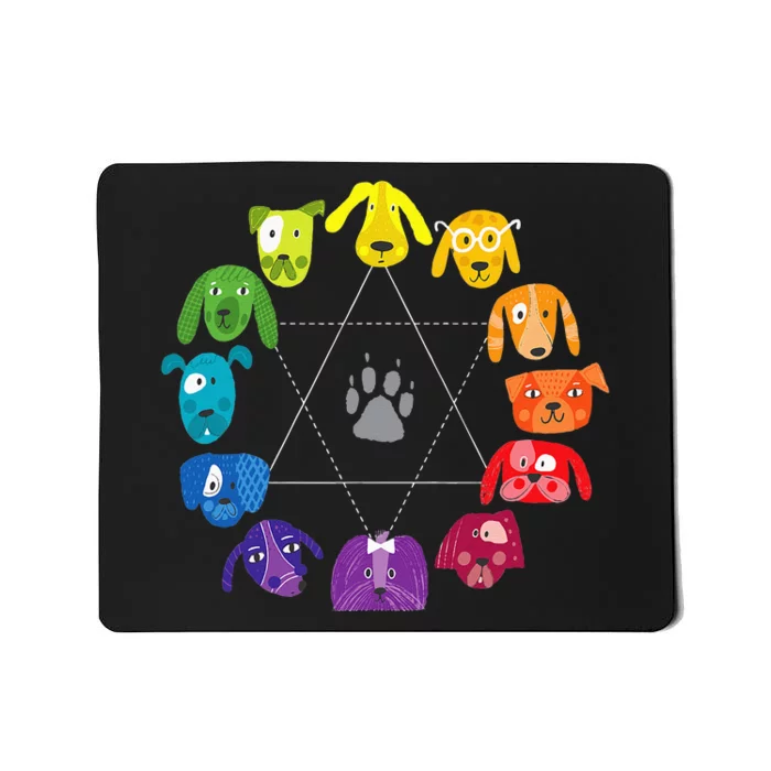 Color Wheel Educational Art Teacher Dog Themed Artist Mousepad