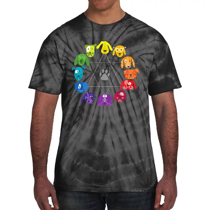 Color Wheel Educational Art Teacher Dog Themed Artist Tie-Dye T-Shirt