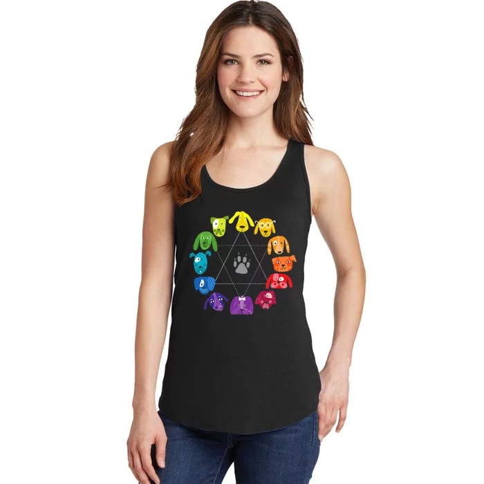 Color Wheel Educational Art Teacher Dog Themed Artist Ladies Essential Tank