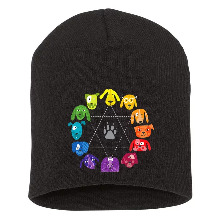 Color Wheel Educational Art Teacher Dog Themed Artist Short Acrylic Beanie