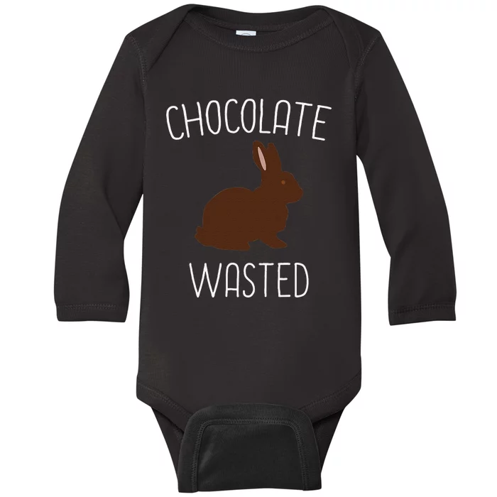 Chocolate Wasted Easter Funny Easter Bunny Gift Idea Baby Long Sleeve Bodysuit