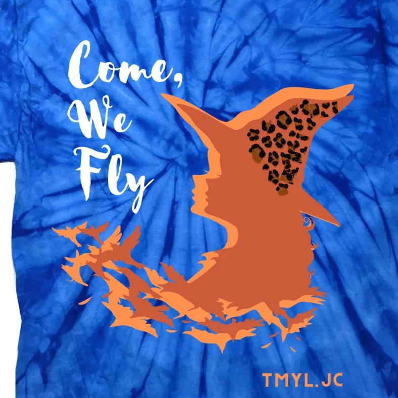 Come We Fly Witch Leopard Halloween Graphic Gift Tie-Dye T-Shirt