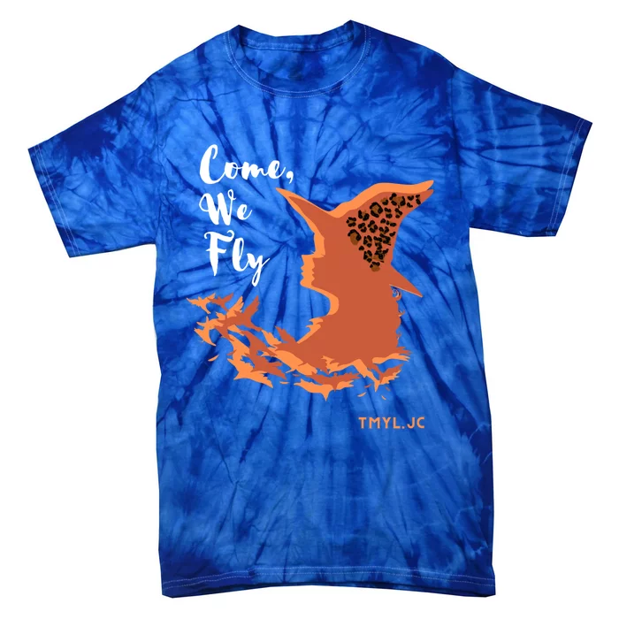 Come We Fly Witch Leopard Halloween Graphic Gift Tie-Dye T-Shirt