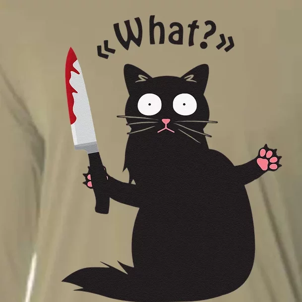 Cat What Funny Black Cat Fun Murderous Cat With Knife Cooling Performance Long Sleeve Crew