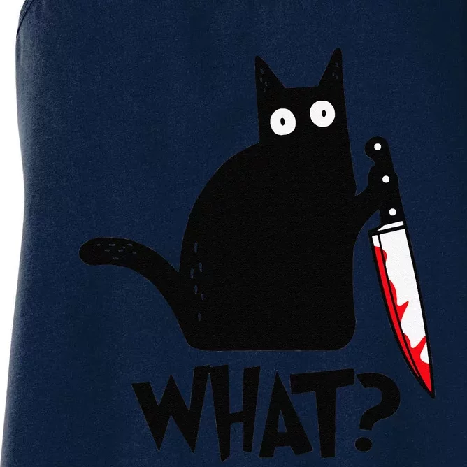 Cat What Funny Black Cat Murderous Cat With Knife Gift Women's Racerback Tank