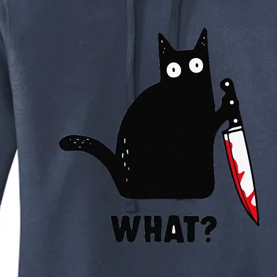 Cat What Funny Black Cat Murderous Cat With Knife Women's Pullover Hoodie