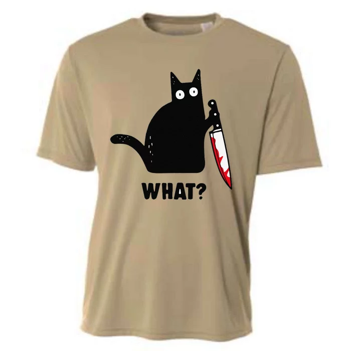 Cat What Funny Black Cat Murderous Cat With Knife Cooling Performance Crew T-Shirt