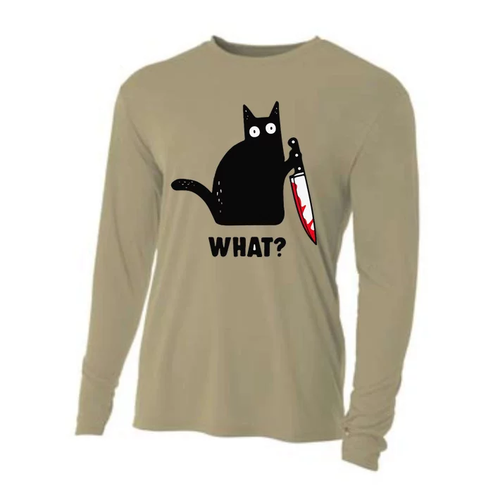 Cat What Funny Black Cat Murderous Cat With Knife Cooling Performance Long Sleeve Crew