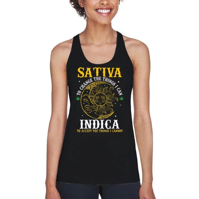 Cannabis Weed Fun Sativa To Change The Things I Can Indica Women's Racerback Tank