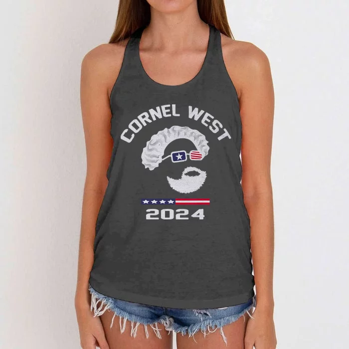 Cornel West for President 2024 Portrait Cornel West 253 Women's Knotted Racerback Tank