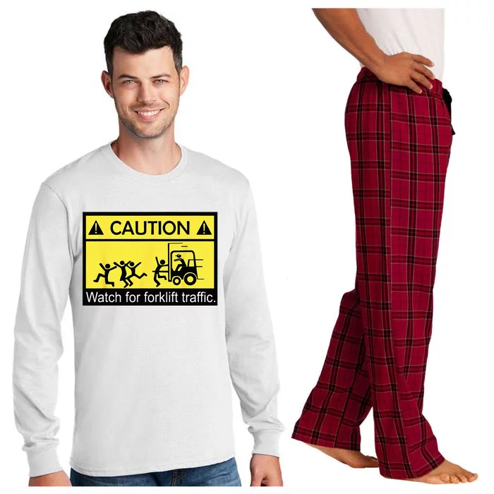 Caution Watch For Forklift Traffic Funny Fork Lift Driver Long Sleeve Pajama Set