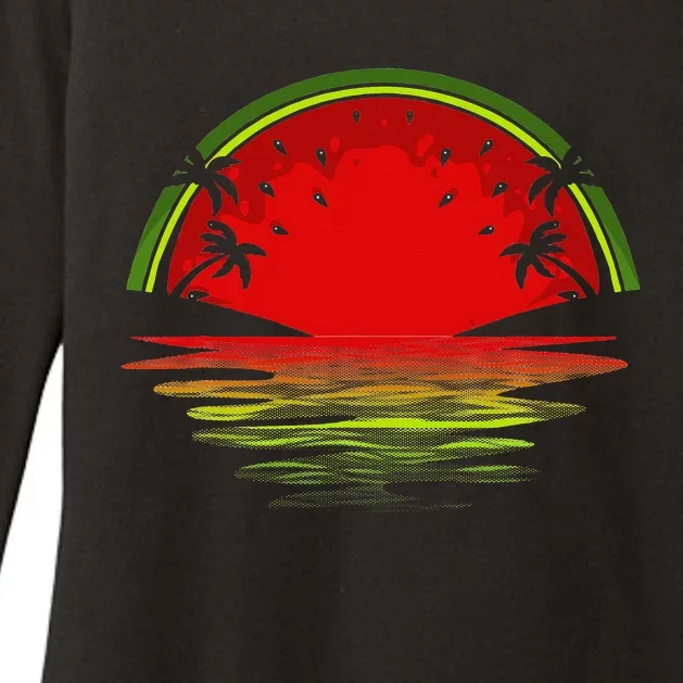 Cool Watermelon For  Tropical Sunset Fruit Summer Womens CVC Long Sleeve Shirt