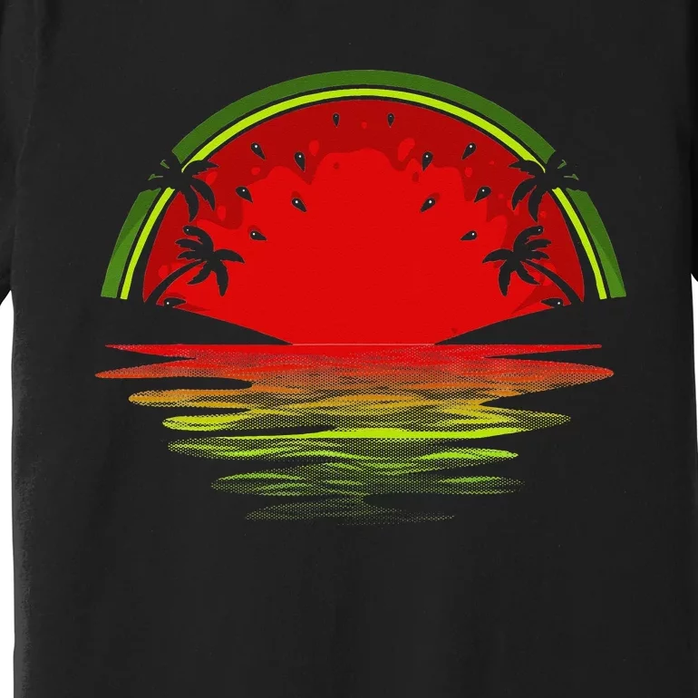 Cool Watermelon For  Tropical Sunset Fruit Summer Premium T-Shirt