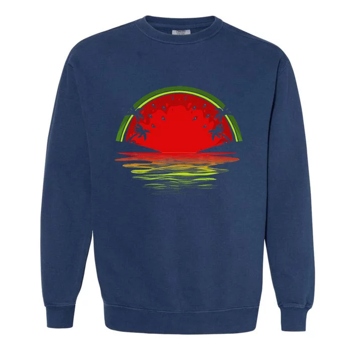 Cool Watermelon For  Tropical Sunset Fruit Summer Garment-Dyed Sweatshirt