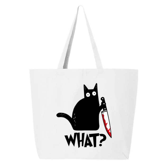 Cat What? Funny Black Cat Murderous Cat With Knife 25L Jumbo Tote