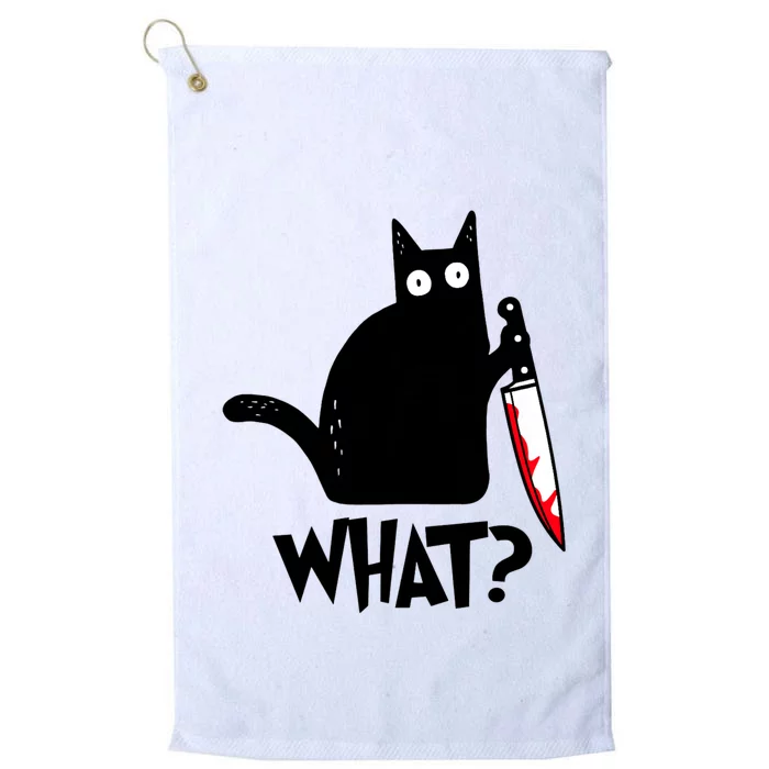 Cat What? Funny Black Cat Murderous Cat With Knife Platinum Collection Golf Towel