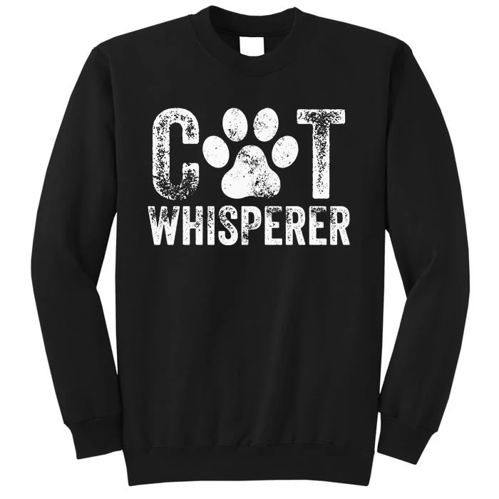 Cat Whisperer Funny Kitten Fur Mom Dad Lover Vintage Retro Long Sleeve Tall Sweatshirt