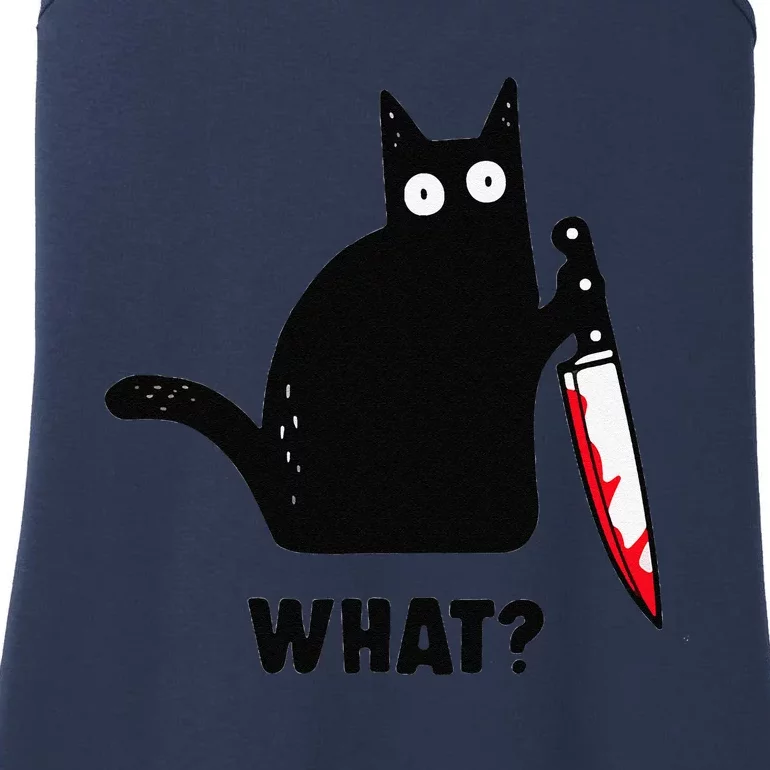 Cat What Funny Black Cat  Murderous Cat With Knife (1) Ladies Essential Tank