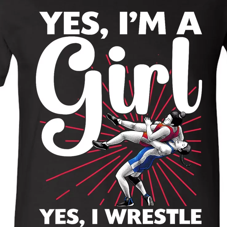 Cool Wrestling For Girls Women Kids Wrestler Athletes Coach V-Neck T-Shirt