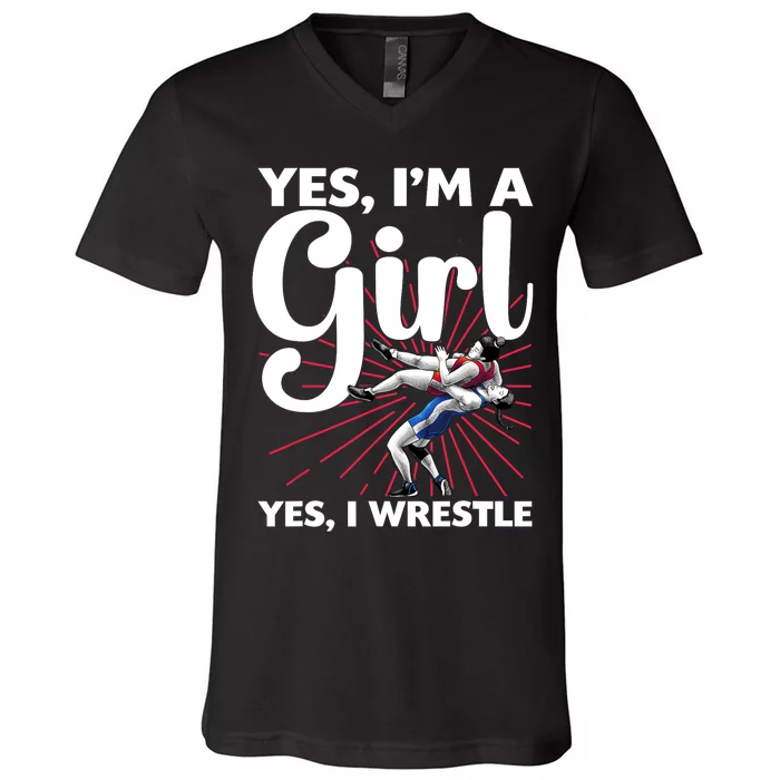 Cool Wrestling For Girls Women Kids Wrestler Athletes Coach V-Neck T-Shirt