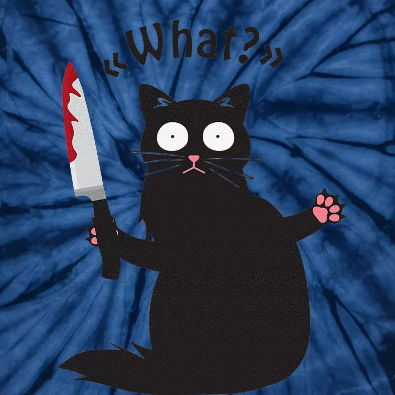 Cat What Funny Black Cat Fun Murderous Cat With Knife Tie-Dye T-Shirt