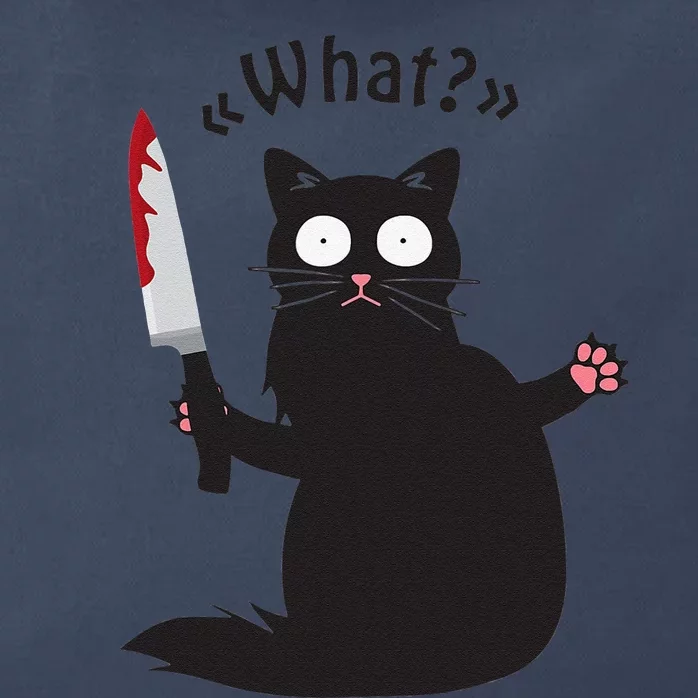 Cat What Funny Black Cat Fun Murderous Cat With Knife Zip Tote Bag