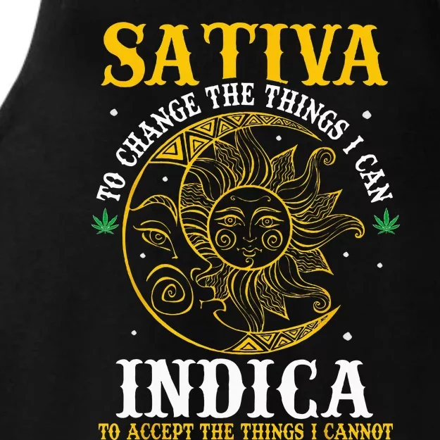 Cannabis Weed Fun Sativa To Change The Things I Can Indica Ladies Tri-Blend Wicking Tank