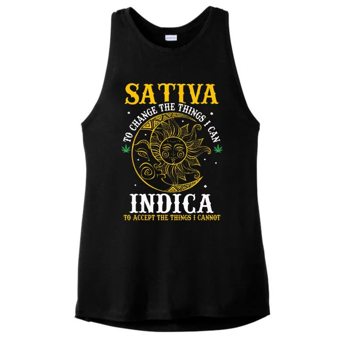 Cannabis Weed Fun Sativa To Change The Things I Can Indica Ladies Tri-Blend Wicking Tank