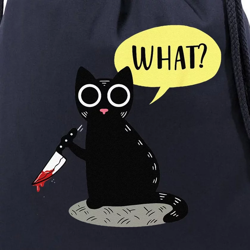 Cat What Funny Murderous Black Cat With Knife Murder Cats Drawstring Bag