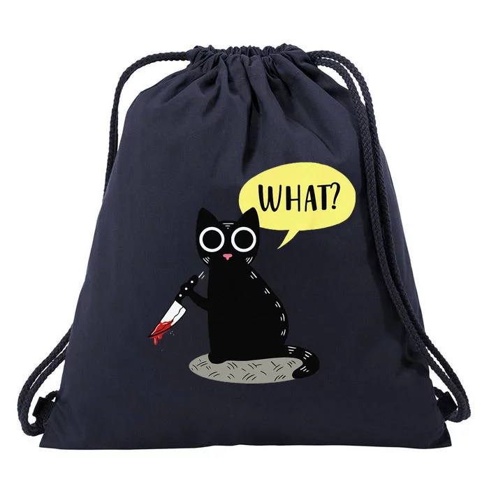 Cat What Funny Murderous Black Cat With Knife Murder Cats Drawstring Bag