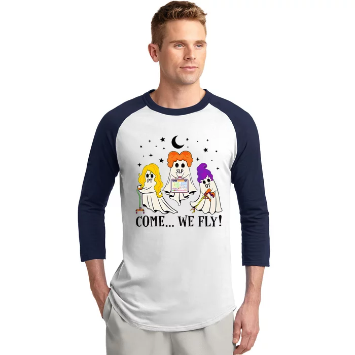 Come We Fly Funny PT SLP OT Nurse Ghost Nursing Halloween Baseball Sleeve Shirt