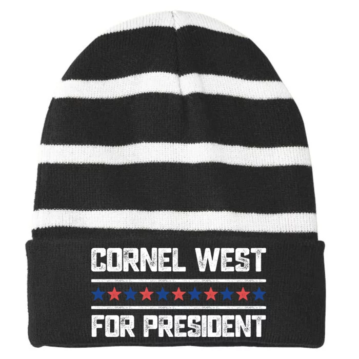 Cornel West For President 2024 Striped Beanie with Solid Band