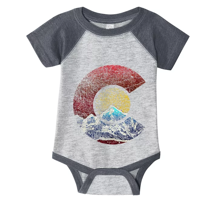 Colorado With Flag Themed Mountain Infant Baby Jersey Bodysuit