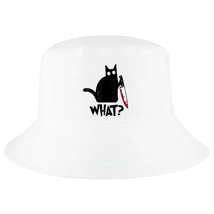 Cat What? Funny Black Cat Murderous Cat With Knife Cool Comfort Performance Bucket Hat