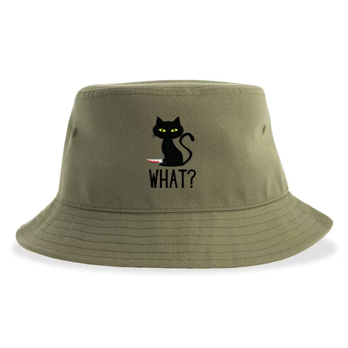 Cat What Funny Black Cat Murderous Cat With Knife Meaningful Gift Sustainable Bucket Hat