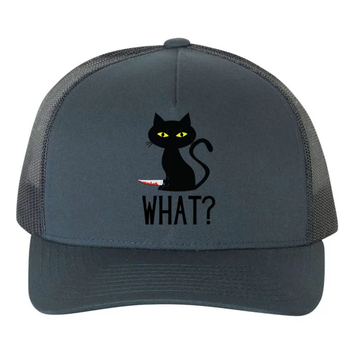 Cat What Funny Black Cat Murderous Cat With Knife Meaningful Gift Yupoong Adult 5-Panel Trucker Hat