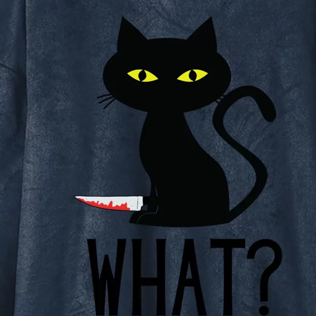 Cat What Funny Black Cat Murderous Cat With Knife Meaningful Gift Hooded Wearable Blanket