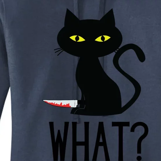 Cat What Funny Black Cat Murderous Cat With Knife Meaningful Gift Women's Pullover Hoodie